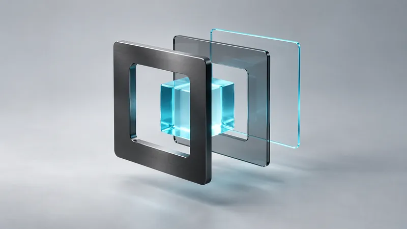 A cyan glass cube aligned within graphite and glass frames, representing AI use case validation.