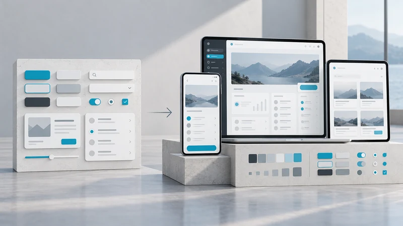 Reusable interface components alongside consistent screens across multiple products
