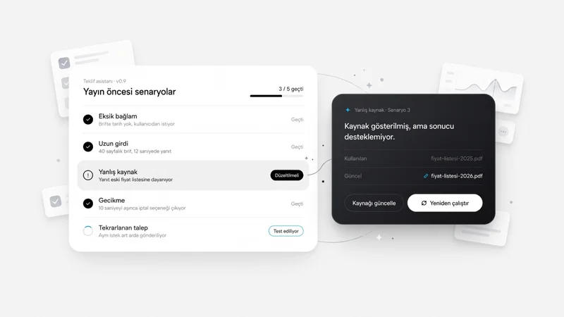 Pre-release AI scenario checks for missing context, long input, incorrect sources, latency and repeated requests