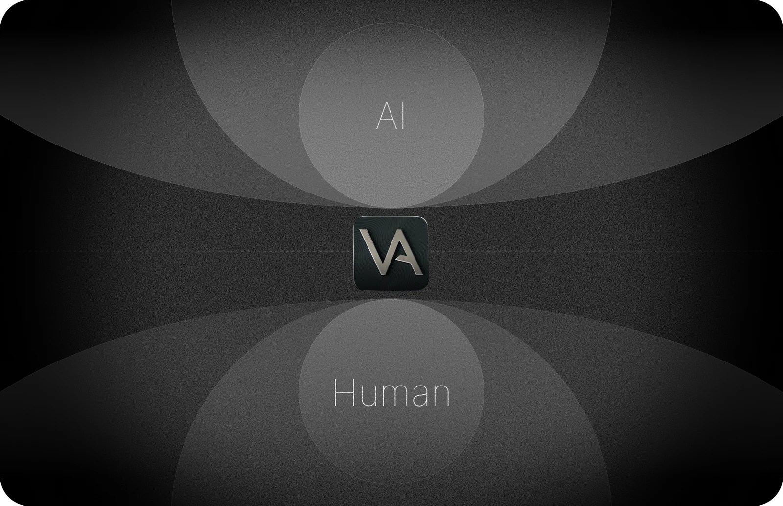 VOYA’s Human + AI approach connecting AI and humans through a central VA symbol