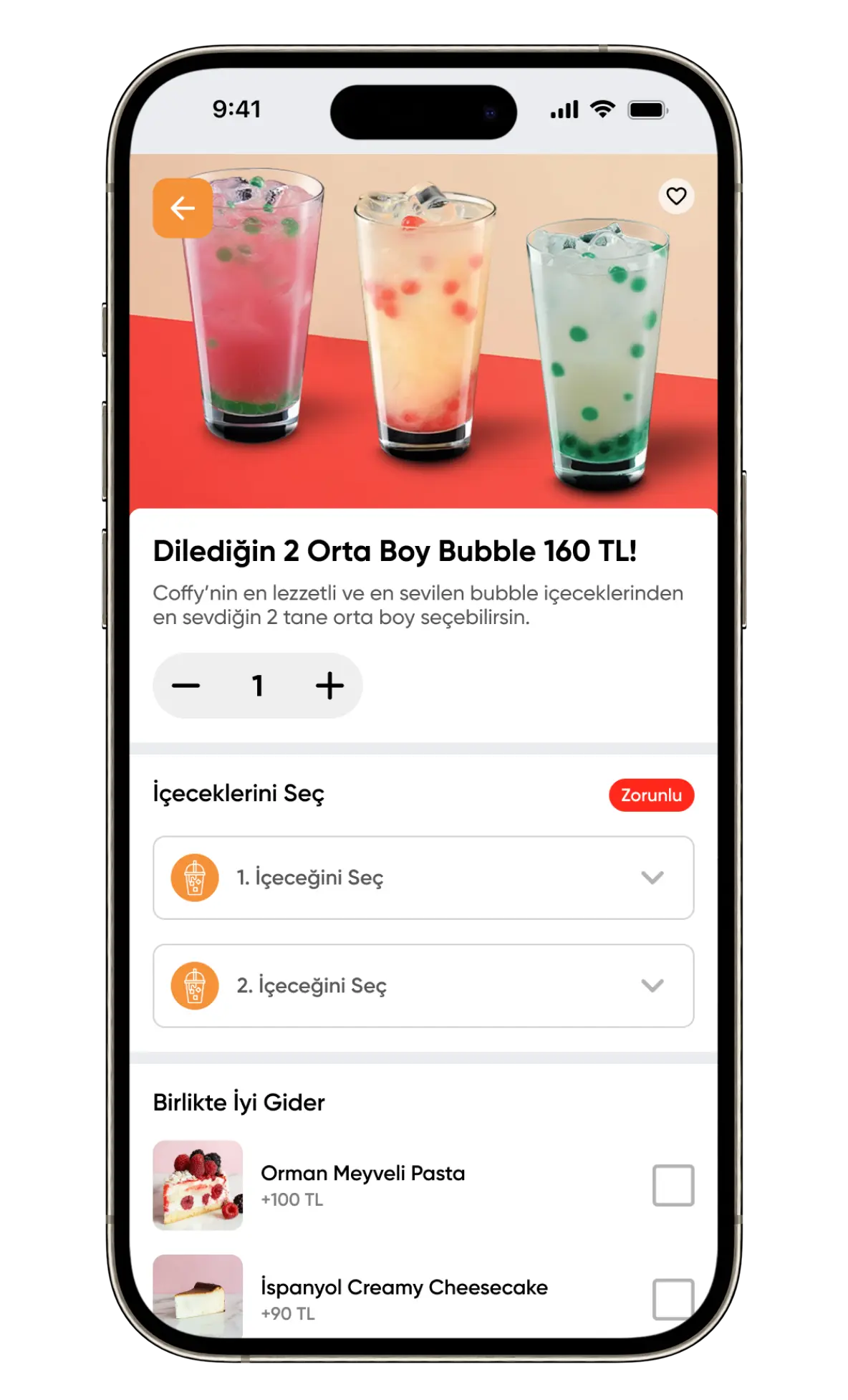Coffy basket and checkout flow screen 2