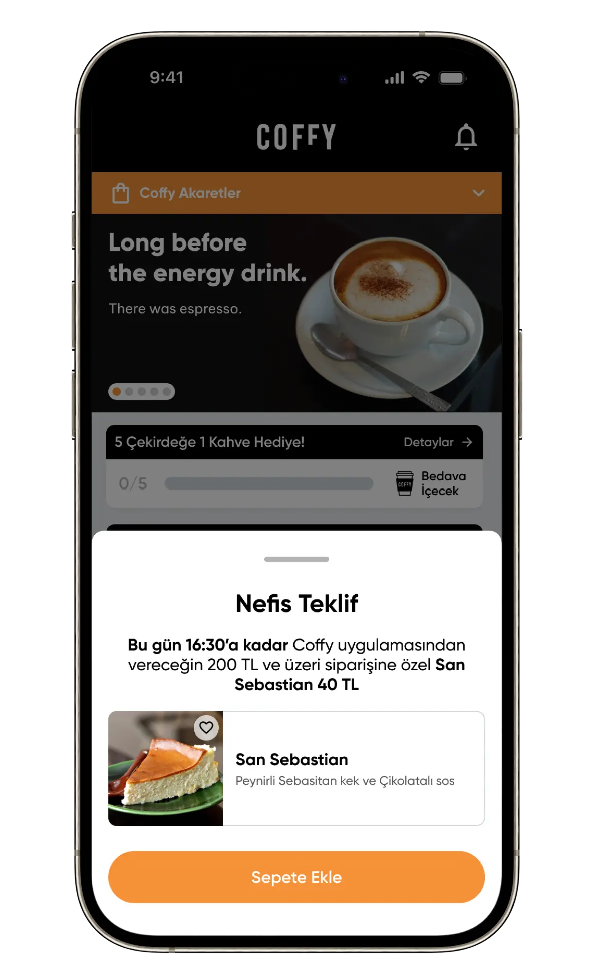 Coffy basket and checkout flow screen 3