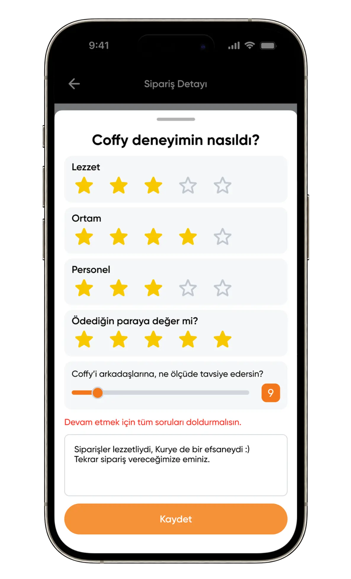 Coffy basket and checkout flow screen 4