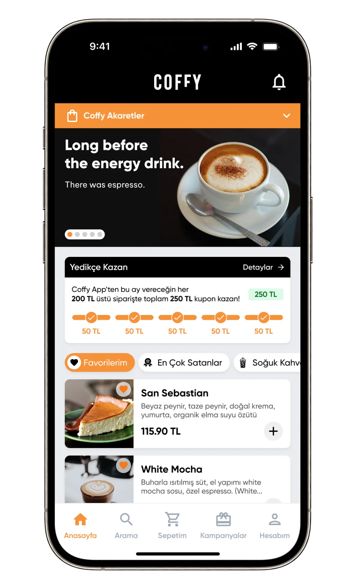 Coffy basket and checkout flow screen 6