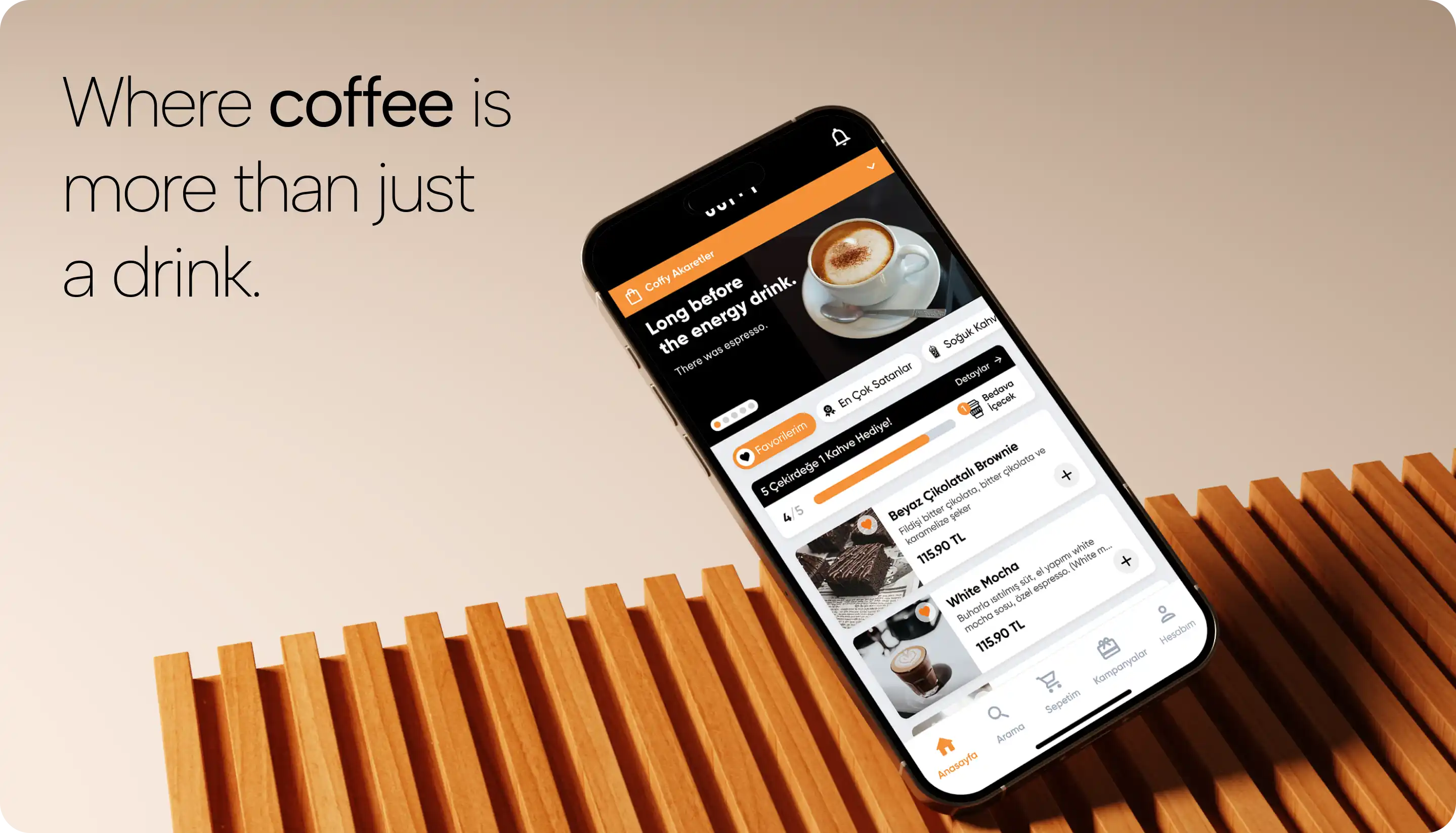 Coffy coffee ordering and delivery app screens