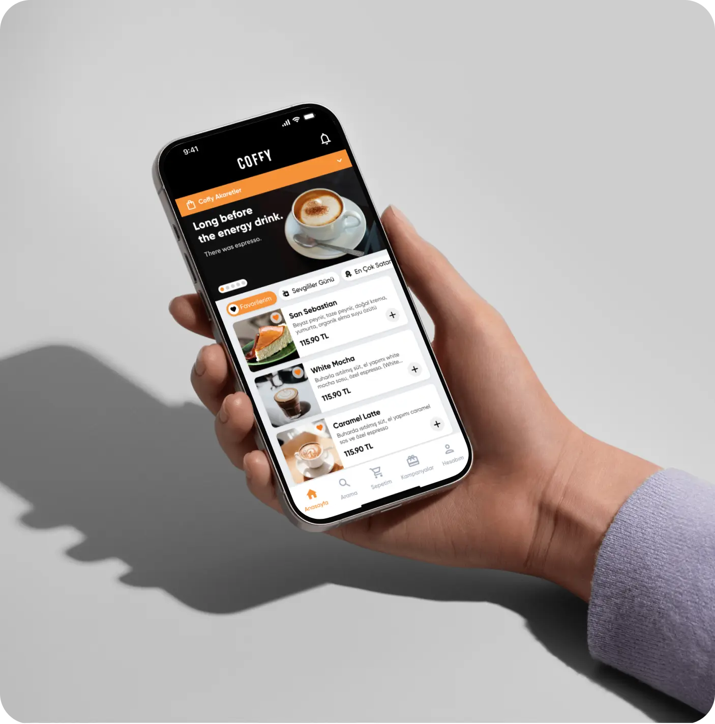 Coffy mobile app user experience insight screen
