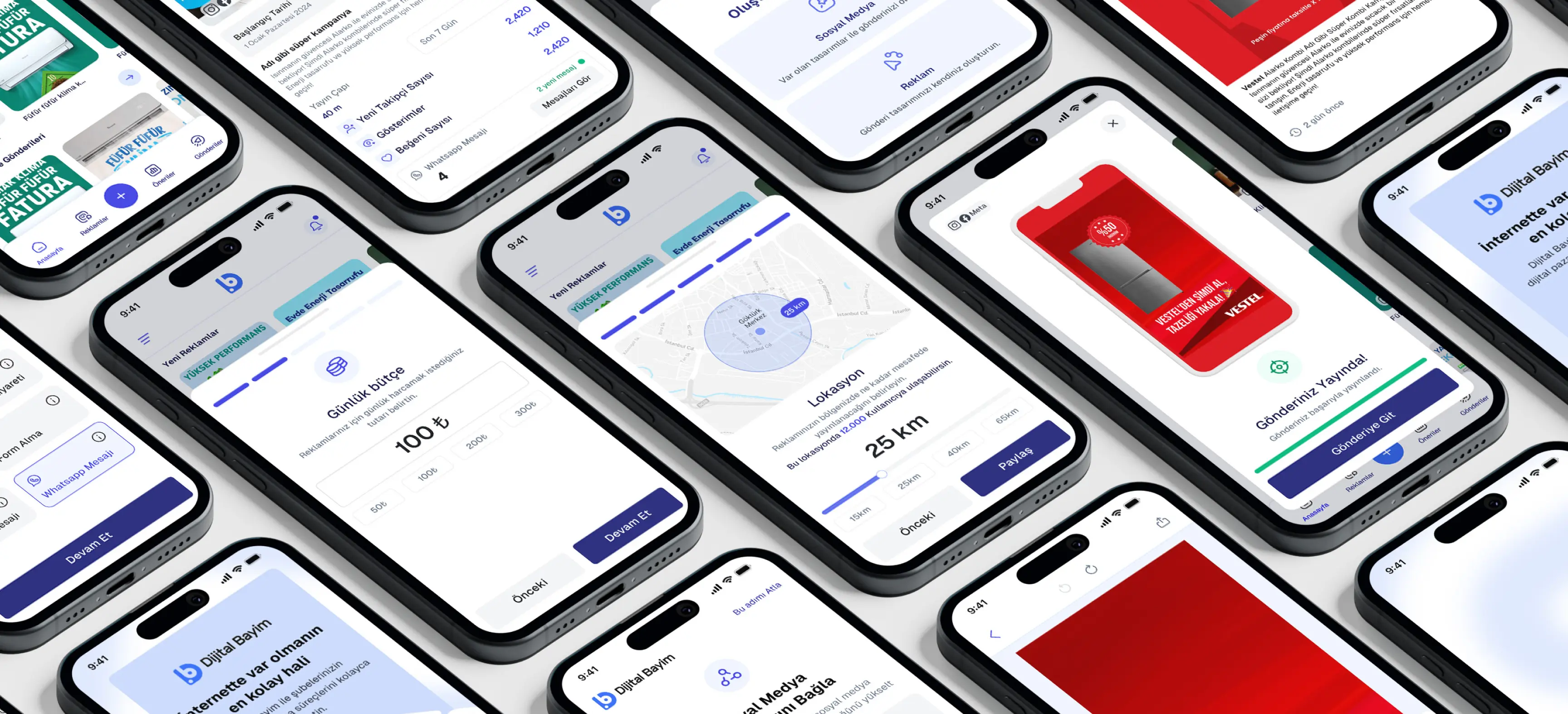 Digital Bayim mobile app phone screens