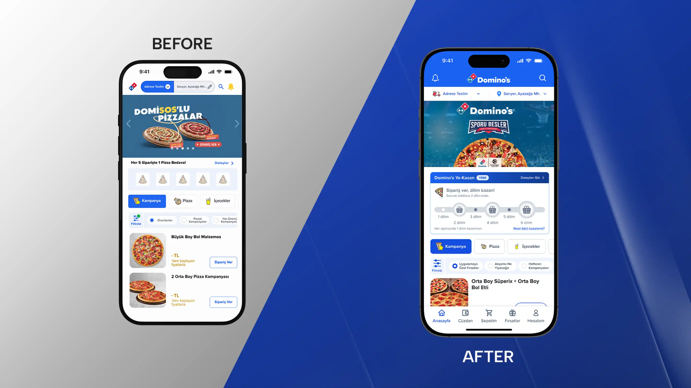 Domino's Ye-Kazan user journey screen design