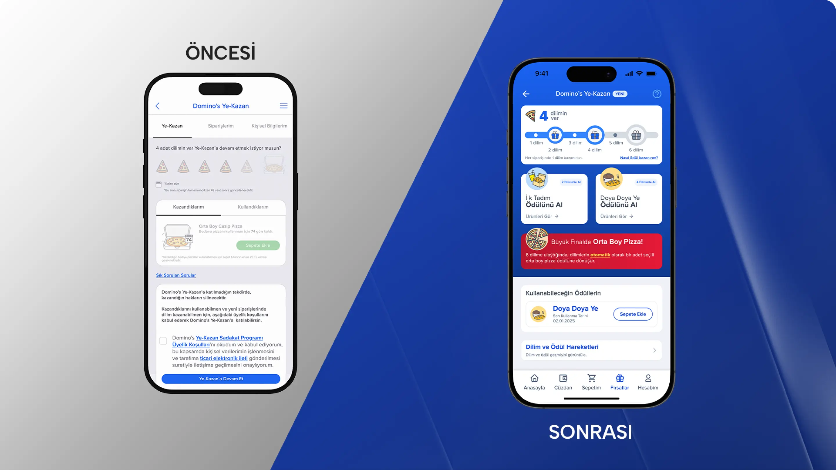 Domino's Ye-Kazan kampanya detay ekranı tasarımı