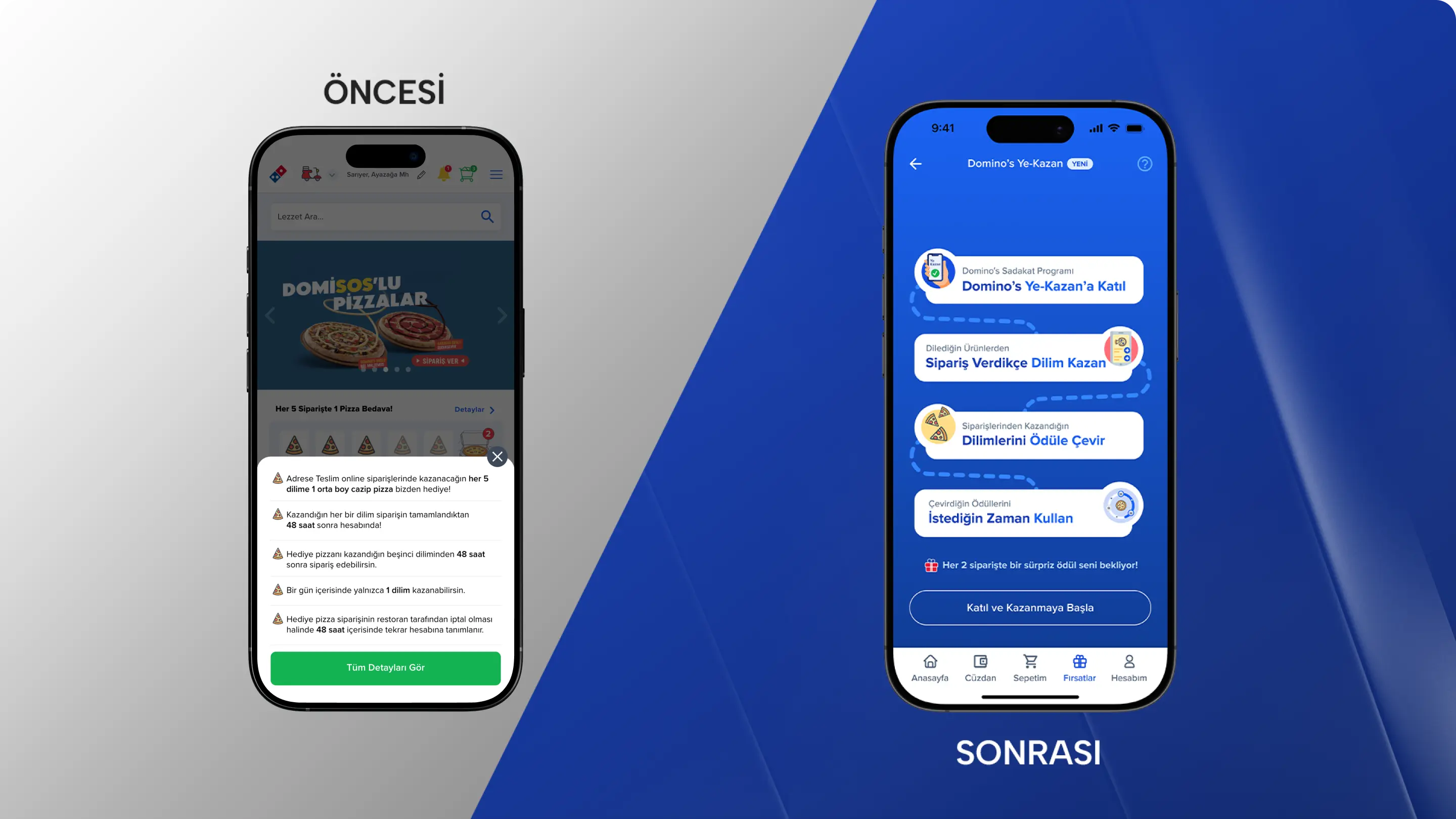 Domino's Ye-Kazan sadakat programı görsel deneyim tasarımı