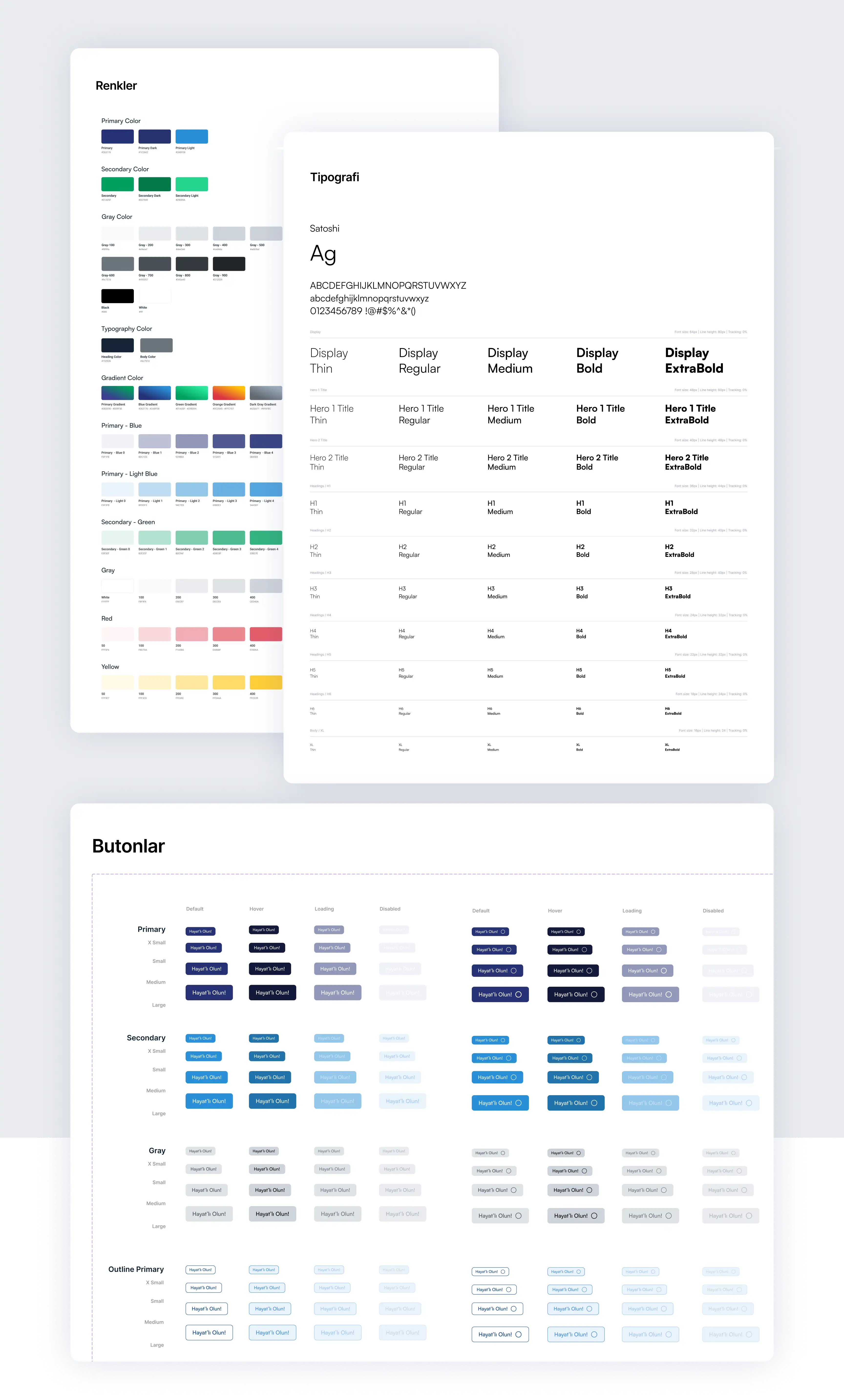 Hayat Finans design system and dual screen interface example