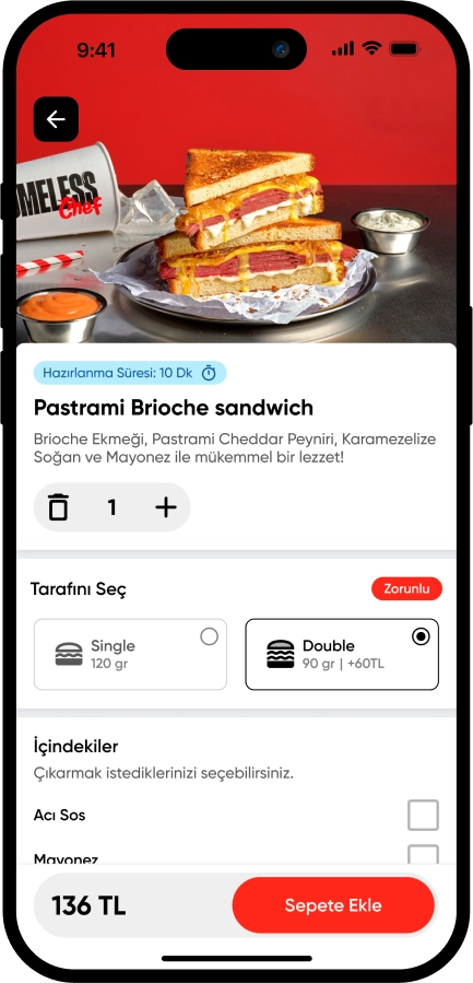 Homeless Chef product detail screen design