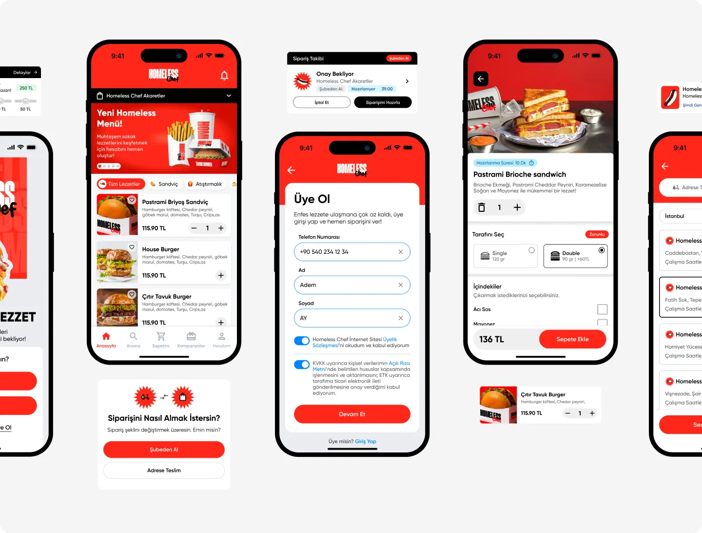 Homeless Chef mobile app project screens