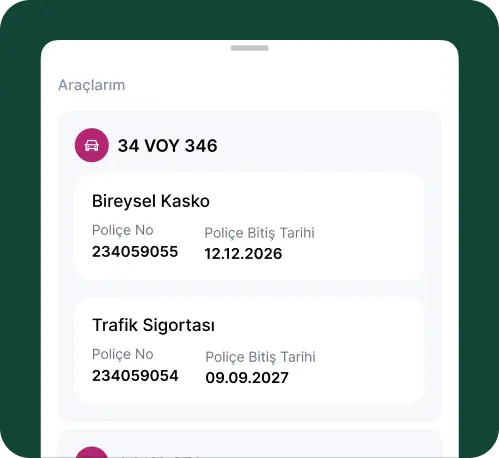 Neova Sigorta car insurance policies mobile screen visual