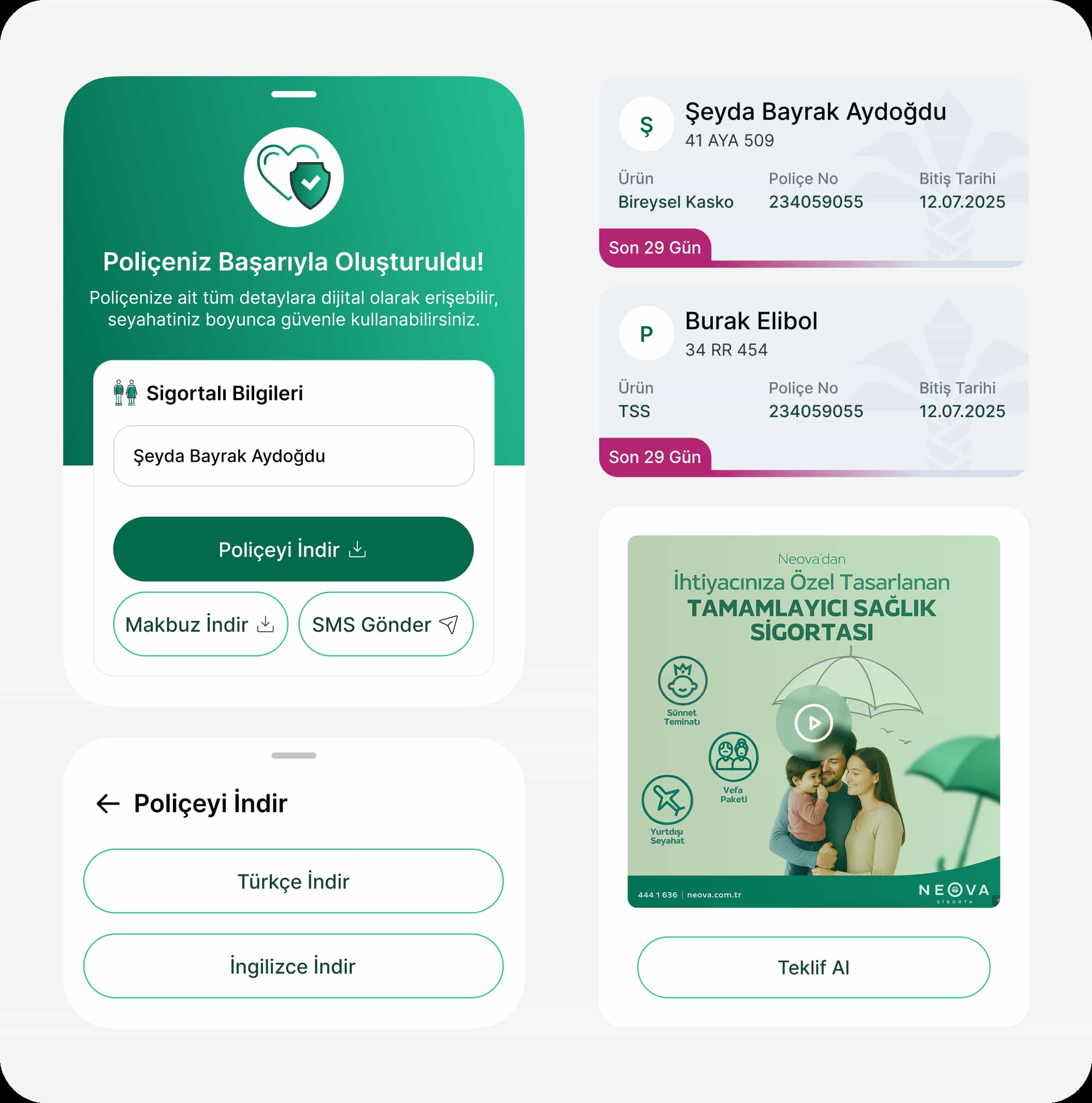 Neova Sigorta mobile application project idea visual right