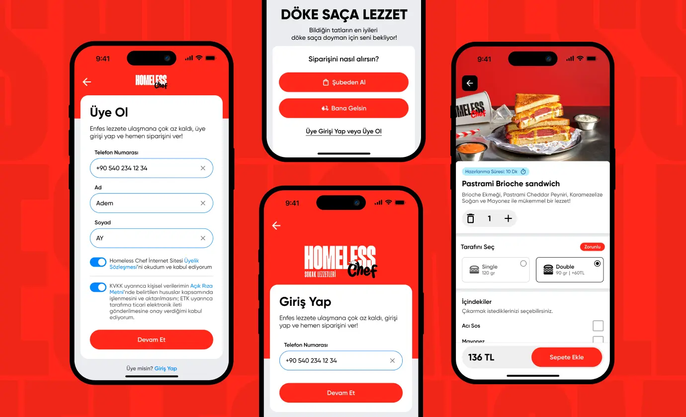 Homeless Chef —  Yemek Sipariş Uygulaması Tasarımı